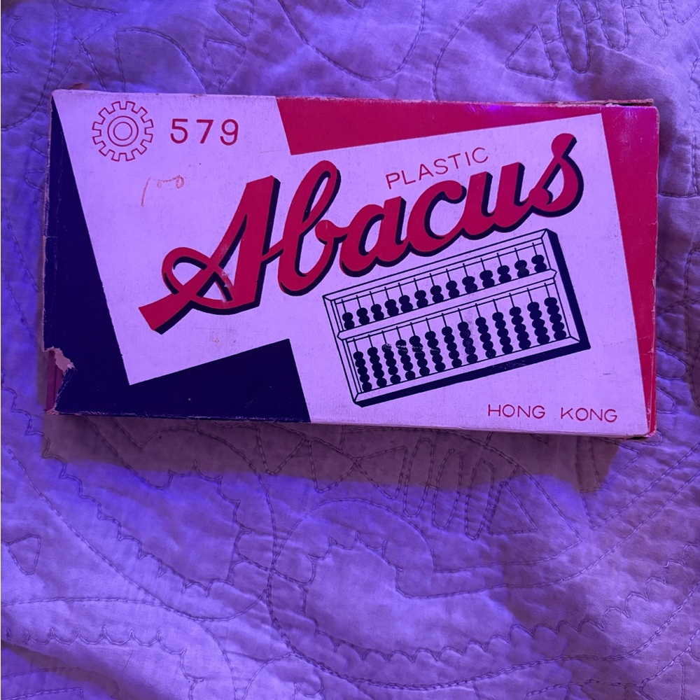 Vintage 'Abacus' Plastic Abacus With Box - Red, Black, White - Hong Kong Chinese